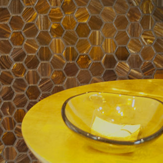 Glass mosaic tile - HEXAGONAL 282 - Trend - embossed / indoor / floor