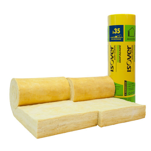 Thermal-acoustic insulation - Isofaçade 35R - ISOVER SAINT-GOBAIN - glass wool / roll / exterior