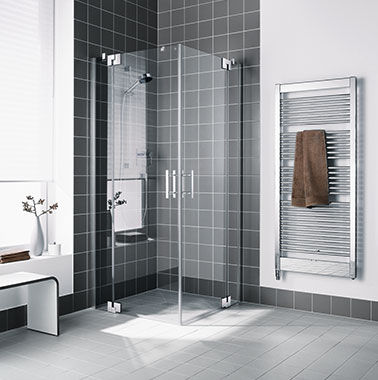 Swing shower screen - FILIA® XP - KERMI - corner / for alcoves / tempered glass