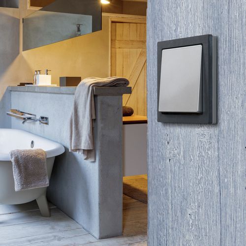 Stainless steel frame - D-LIFE GLAS/STEIN - Merten GmbH - natural stone / slate / onyx