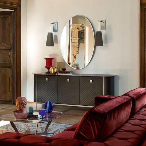 Contemporary sideboard - PENELOPE - Alberta - metal / leather / marble