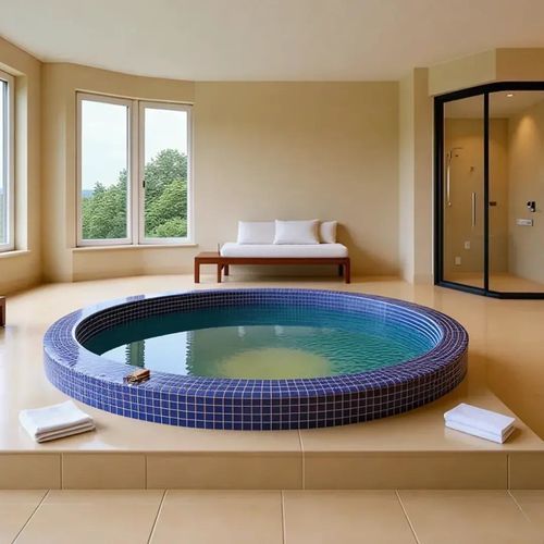 Built-in hot tub - Tiled 190 - Aquavia Spa - circular / 5-person / steel