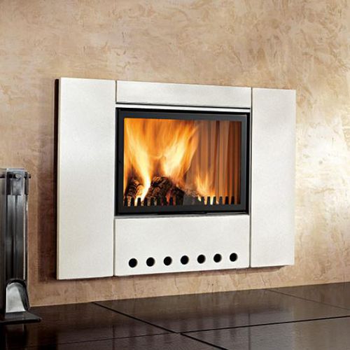 Contemporary fireplace surround - VISION - Piazzetta - earthenware / double-sided / white