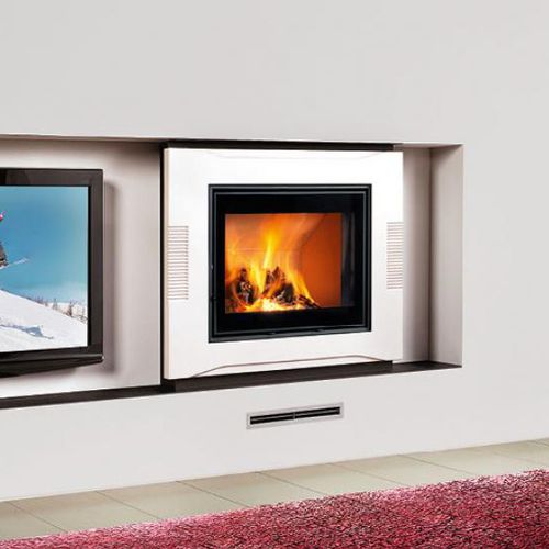 Contemporary fireplace surround - BREMA - Piazzetta - metal / earthenware / double-sided