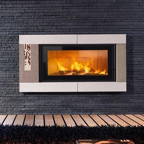 Contemporary fireplace surround - KOSMOS - Piazzetta - earthenware / double-sided / handmade