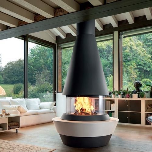 Wood-burning fireplace - BERGEN - Piazzetta - built-in / island / central