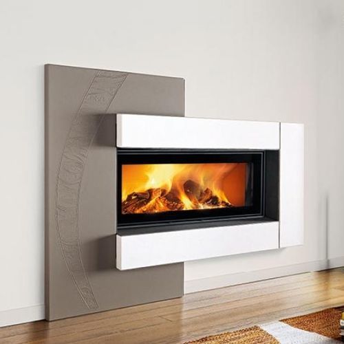 Contemporary fireplace surround - CANBERRA - Piazzetta - earthenware / white / black