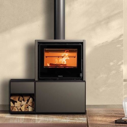 Wood heating stove - VOXEL COMB. C - Piazzetta - 6 kW / free-standing / contemporary