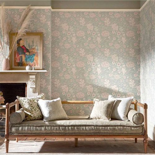 Contemporary wallpaper - DOUBLE BOUGH   - MORRIS & Co. - floral / fabric look / white