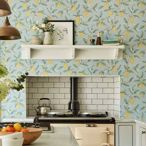 Buy Lemon Tree on Blue Wallpaper Online  Happywall