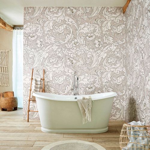 Contemporary wallpaper - PURE BACHELORS BUTTON - MORRIS & Co. - floral / monochrome / fabric look