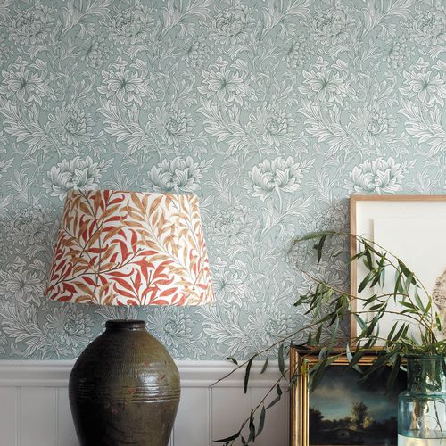 Contemporary wallpaper - CHRYSANTHEMUM TOILE - MORRIS & Co. - fabric / floral / nature pattern