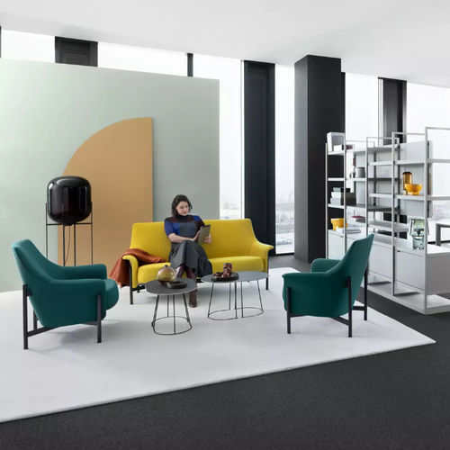 Contemporary armchair - PORTS - Bene GmbH - fabric / leather / stainless steel