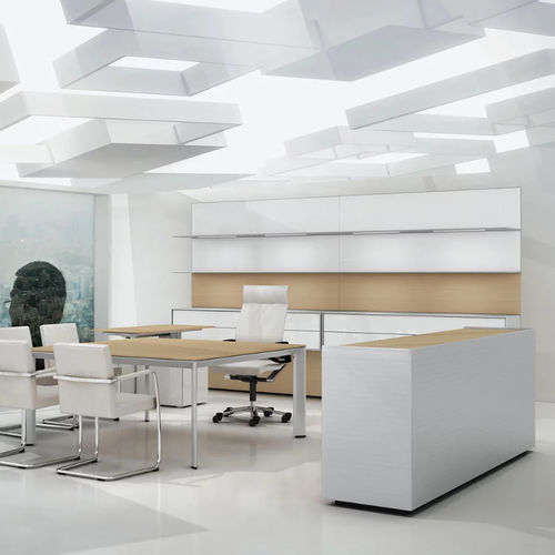 Low filing cabinet - AL - Bene GmbH - tall / wooden / aluminum