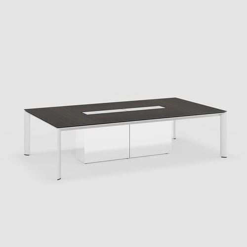 Contemporary conference table - AL  - Bene GmbH - oak / aluminum / aluminum base