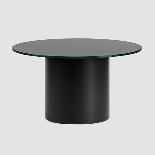 Contemporary side table - PARCS CYLINDER TABLE - Bene GmbH - MDF / glass / MDF base