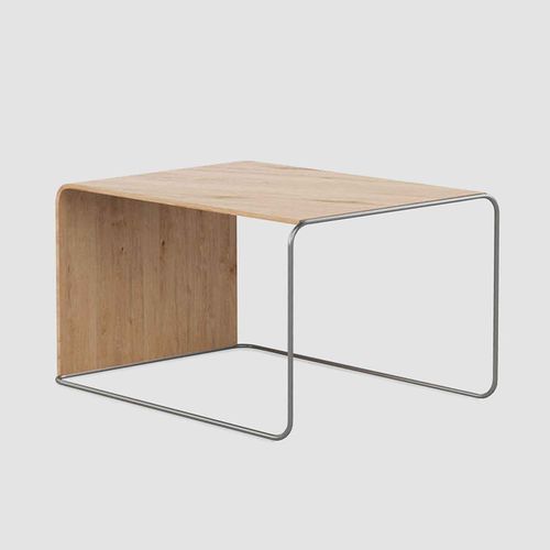 Contemporary side table - PARCS PLY TABLE - Bene GmbH - steel / wood / metal base