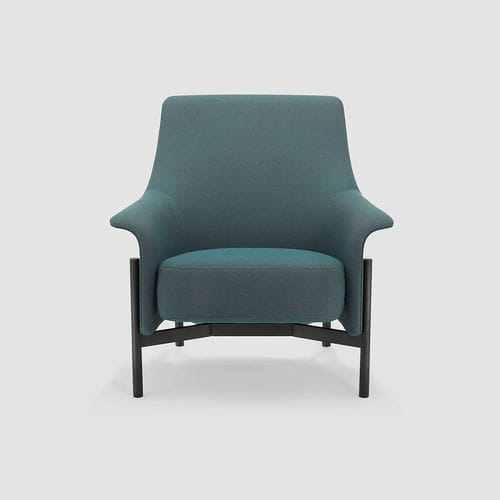 Contemporary armchair - PORTS - Bene GmbH - fabric / leather / stainless steel