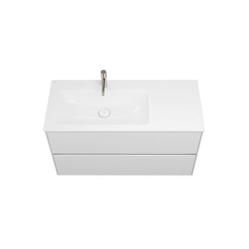 Wall-mounted washbasin - SGAB112 - Burgbad - ceramic / with counter / with mixer tap