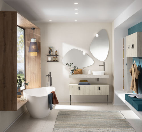 Contemporary bathroom - ARCHI - Delpha - natural oak / leather / custom-made