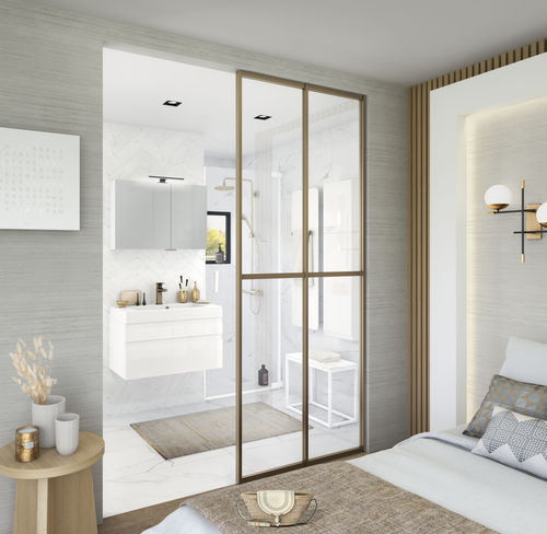Contemporary bathroom - INSPIRATION Capture Blanc brillant - Delpha - wooden / ceramic / custom-made