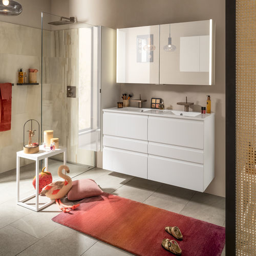 Contemporary bathroom - PURE - Delpha - satin lacquered wood / ceramic / custom