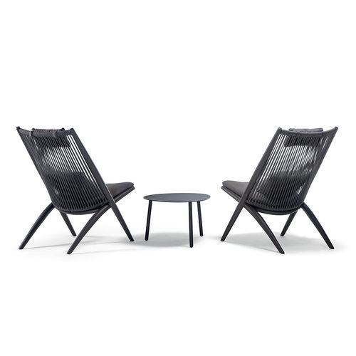 Contemporary fireside chair - SANTA CRUZ - DRIGANI SRL - acrylic fabric / rope / aluminum