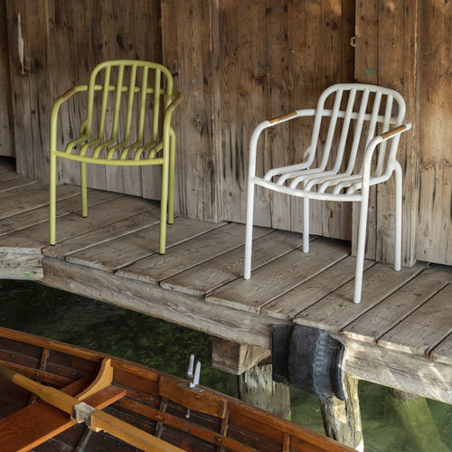Contemporary armchair - ARIA  - DRIGANI SRL - aluminum / teak / aluminium