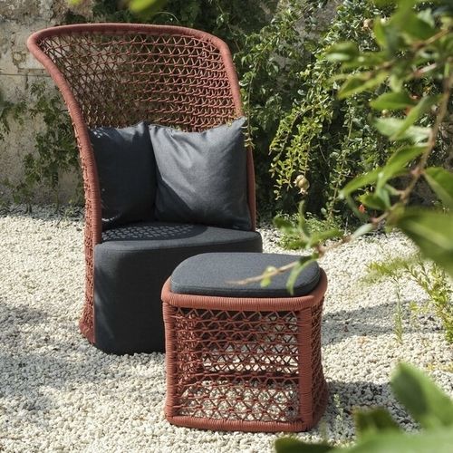 Contemporary armchair - QUEEN - DRIGANI SRL - fabric / aluminum / rope