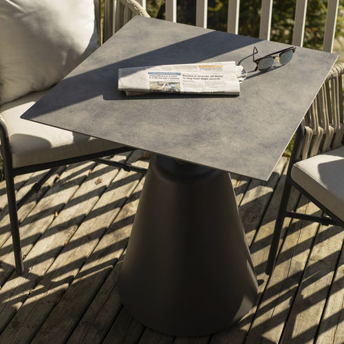 Contemporary table - JAVA - DRIGANI SRL - HPL / melamine / powder-coated steel base