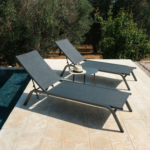 Contemporary sun lounger - SLIM - DRIGANI SRL - Textilene® / painted aluminum / adjustable backrest