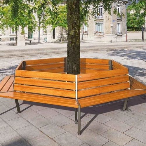Wooden tree guard - SILAOS® - PROCITY - steel / with integrated public bench