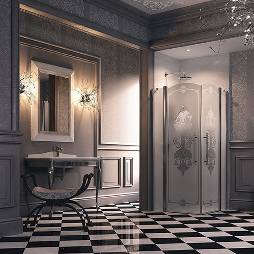 Swing shower screen - DESIGN VICTORIAN - Hüppe - corner / partial frame