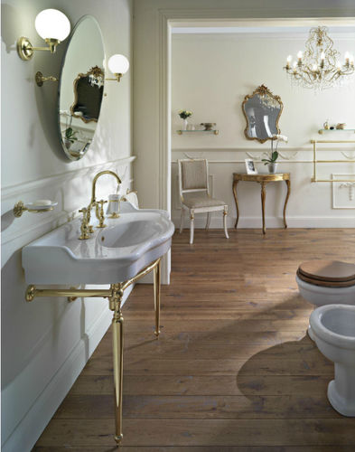 Free-standing washbasin - 7100 + P071 - Sbordoni - ceramic / with adjustable mirror / 2-hole