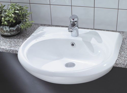 Semi-recessed washbasin - ATLAS COMMERCIAL: ARWHBA1/ARWHBA2  - Lecico - ceramic / oval / contemporary