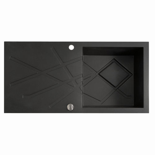 Single-bowl kitchen sink - FOORN II 1000 1KO - Marmorin - with drainboard / composite / overmount