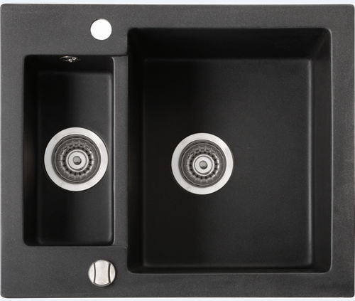 Double kitchen sink - BARIO 600 1.5K - Marmorin - without drainboard / composite / overmount