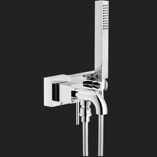 Bathtub mixer tap - CUBE: CB00510CR - Nobili Rubinetterie - shower / wall-mounted / brass