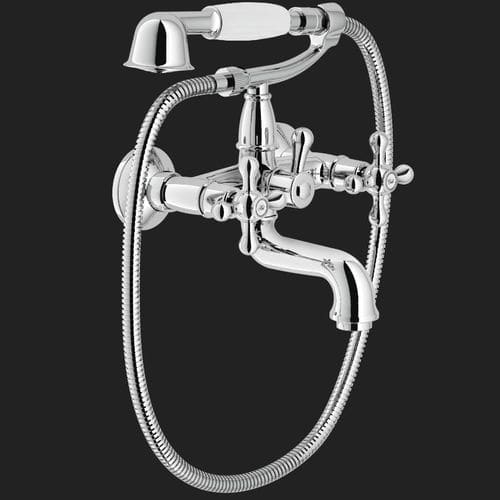 Double-handle shower mixer tap - GRAZIA: GRC5001CR - Nobili Rubinetterie - for bathtub / wall-mounted / stainless steel