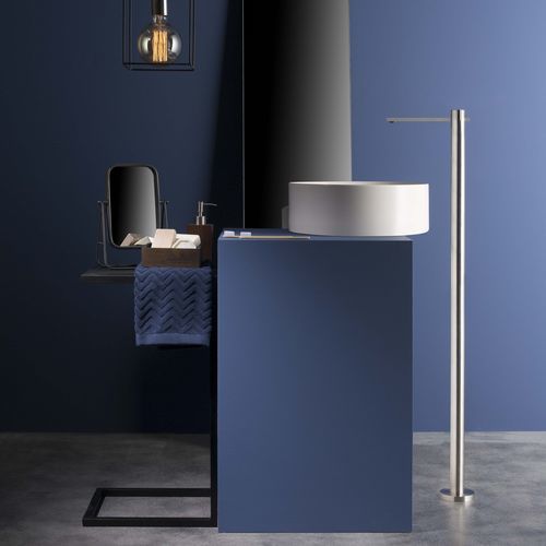 Washbasin mixer tap - PR50DE201INOX - Ritmonio Rubinetterie Srl - floor-mounted / stainless steel / bathroom