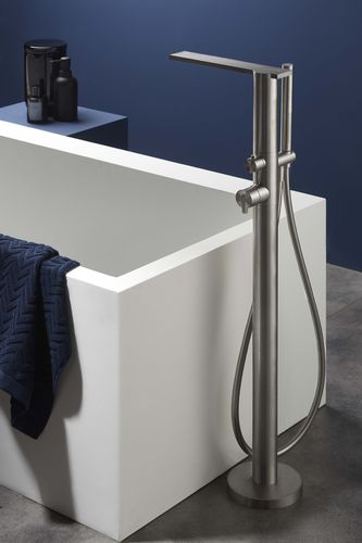 Bathtub mixer tap - PR50DA201INOX - Ritmonio Rubinetterie Srl - floor-mounted / stainless steel / bathroom