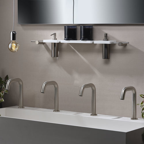 Washbasin mixer tap - PR56AC2E1IX - Ritmonio Rubinetterie Srl - countertop / electronic / brushed brass