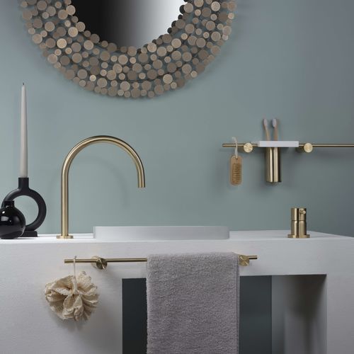 Washbasin mixer tap - E0BA0125H1INOX - Ritmonio Rubinetterie Srl - countertop / brushed stainless steel / bathroom
