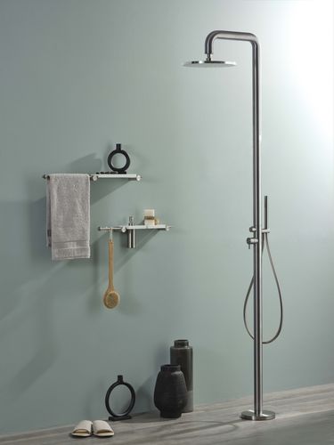 Commercial shower column - E0BA0470EINOX - Ritmonio Rubinetterie Srl - on foot / contemporary / with hand shower
