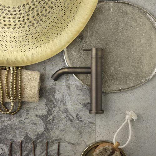 Washbasin mixer tap - E0BA0121CLF34 - Ritmonio Rubinetterie Srl - countertop / brushed brass / bathroom