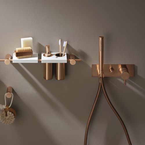 Shower mixer tap - PR51GQ102F33+PR51MC104F33 - Ritmonio Rubinetterie Srl - wall-mounted / built-in / brushed brass