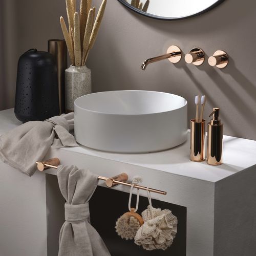Double-handle washbasin mixer tap - PR51AQ202F32+PR51MB003F32 - Ritmonio Rubinetterie Srl - wall-mounted / brass / bathroom