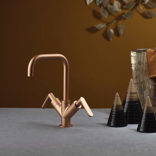 Double-handle washbasin mixer tap - PR54AB201F36 - Ritmonio Rubinetterie Srl - countertop / chrome-plated brass / bathroom