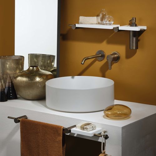 Washbasin mixer tap - PR54AH201F34 - Ritmonio Rubinetterie Srl - wall-mounted / brushed brass / bathroom