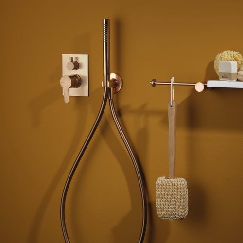 Shower mixer tap - PR54GB111F33 - Ritmonio Rubinetterie Srl - wall-mounted / brushed brass / bathroom